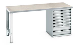 940mm High Benches Bott Bench 2000x900x940mm with LinoTop and 7 Drawer Cabinet